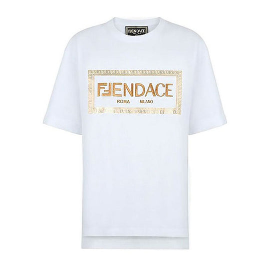 Kaos Pendek FENDI dengan Motif Gambar/Cetak, Cocok untuk Pria dan WanitaF-18