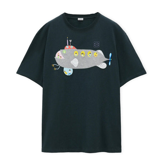 Kaos Pendek LOEWE dengan Motif Gambar/Cetak, Cocok untuk Pria dan Wanita -LE-07